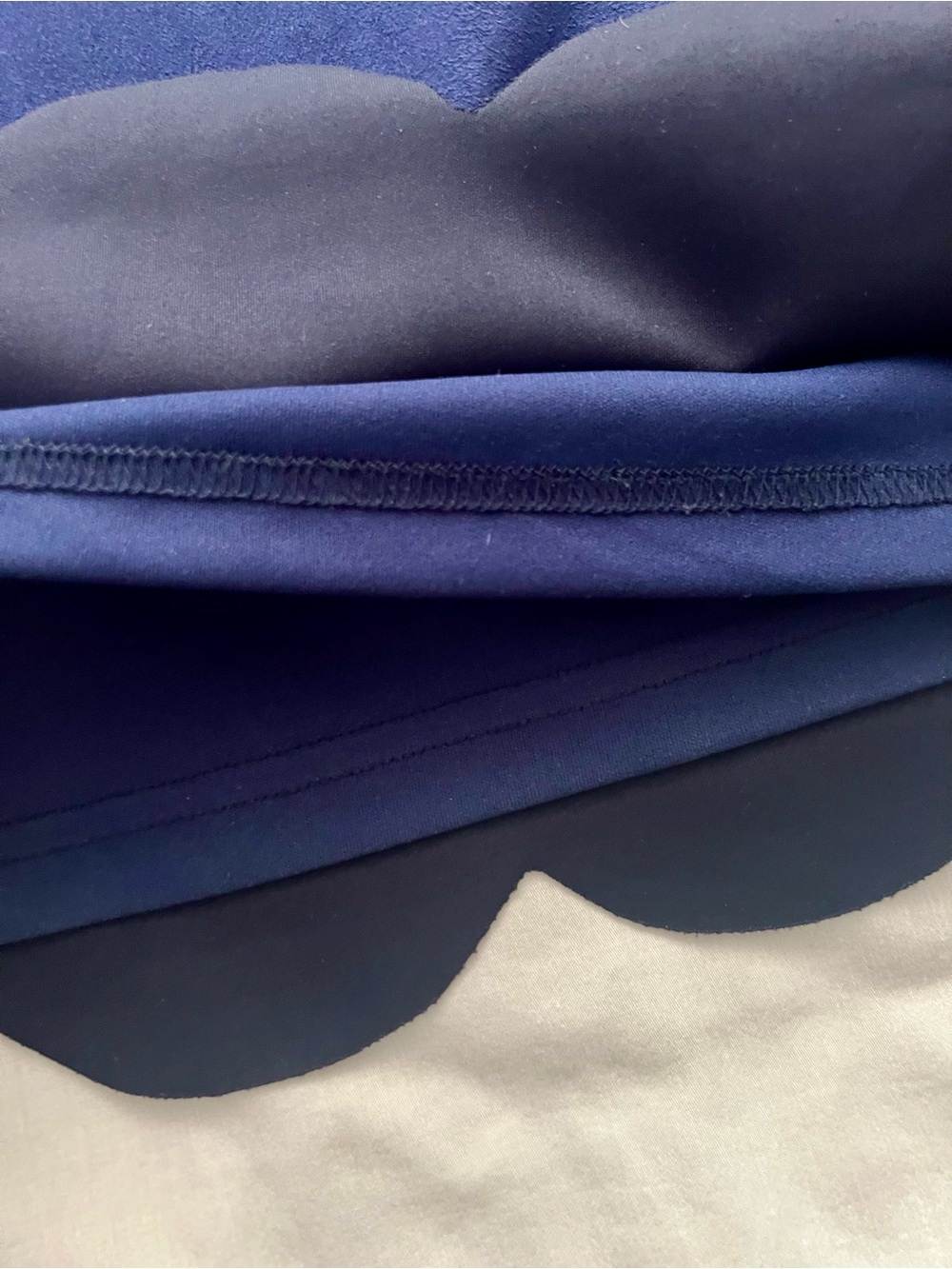Aqua Faux Suede Navy Scalloped Mini Skirt, Size Large - Picture 6 of 13
